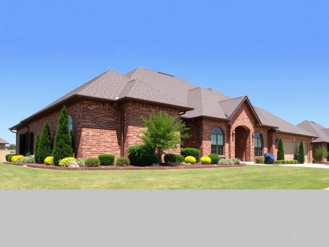 Completed brick home, new roof and gutters