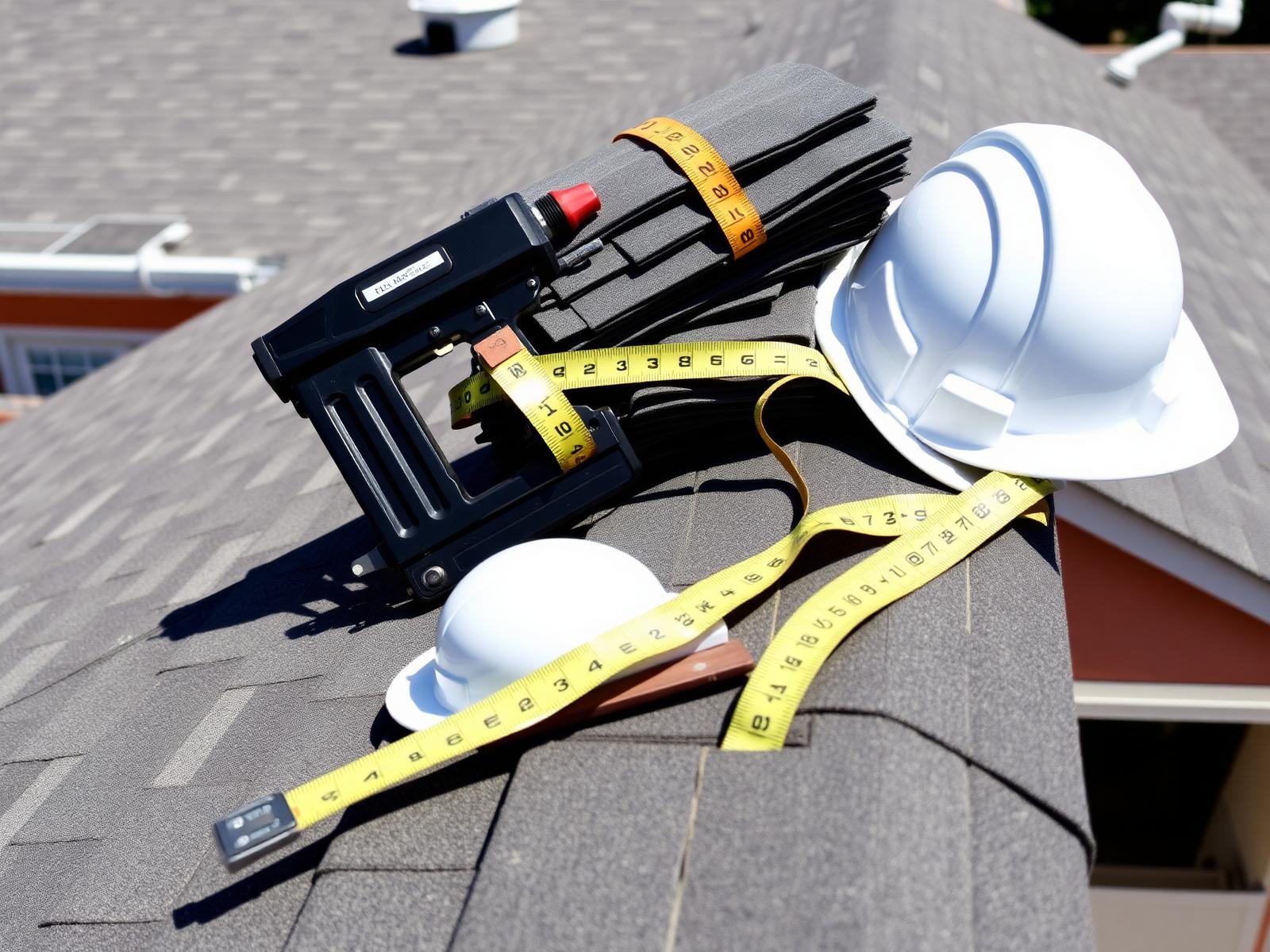 Professional roofing tools and materials